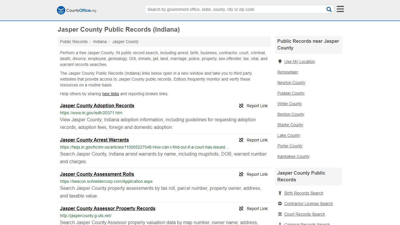 Jasper County Public Records (Indiana) - County Office