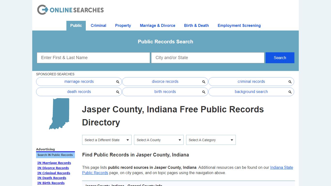 Jasper County, Indiana Public Records Directory - OnlineSearches.com